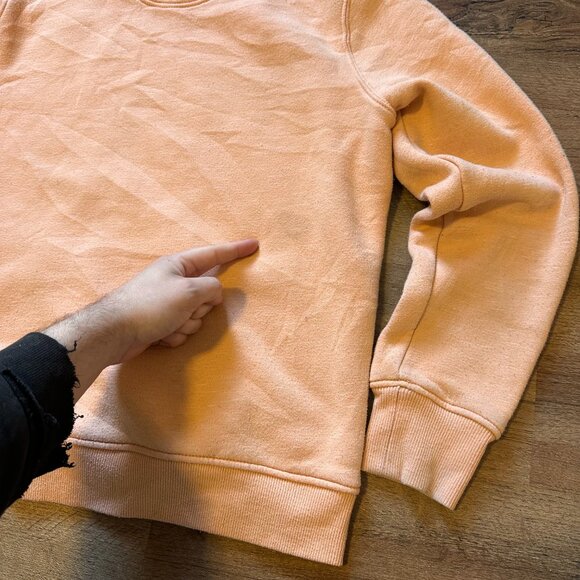 Carhartt Hoodie Sweatshirt Mens Large Orange Peach Distressed Long Sleeve - Picture 6 of 10